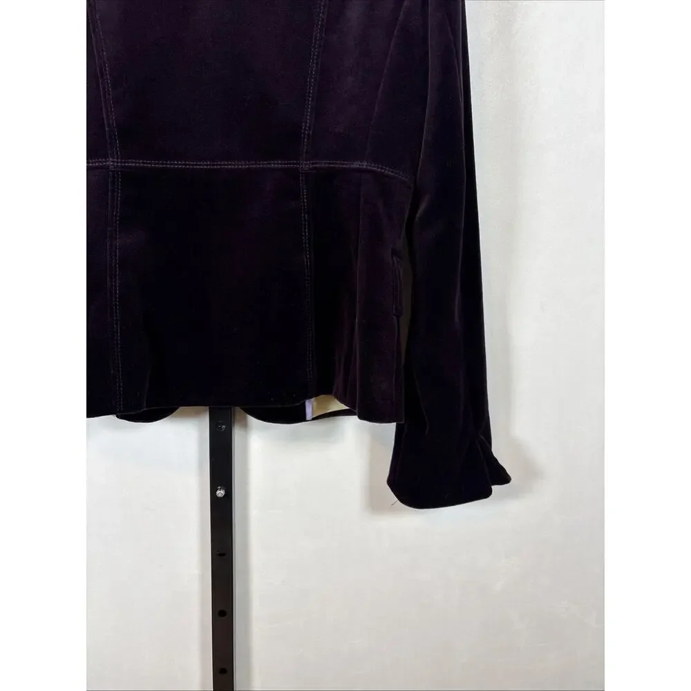 J. Crew Velvet Blazer Jacket Women's 6 Purple Fitted 100% Cotton Y2K Preppy